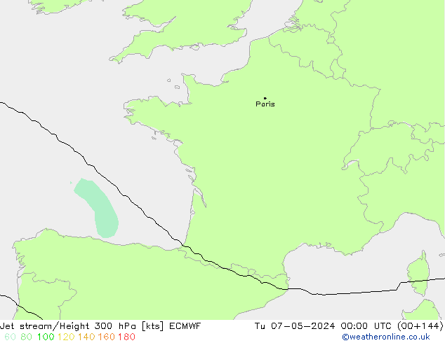 Jet stream/Height 300 hPa ECMWF Tu 07.05.2024 00 UTC