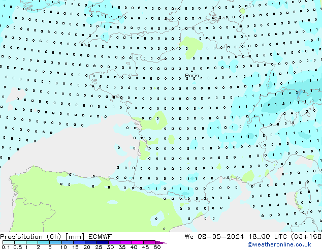 Yağış (6h) ECMWF Çar 08.05.2024 00 UTC