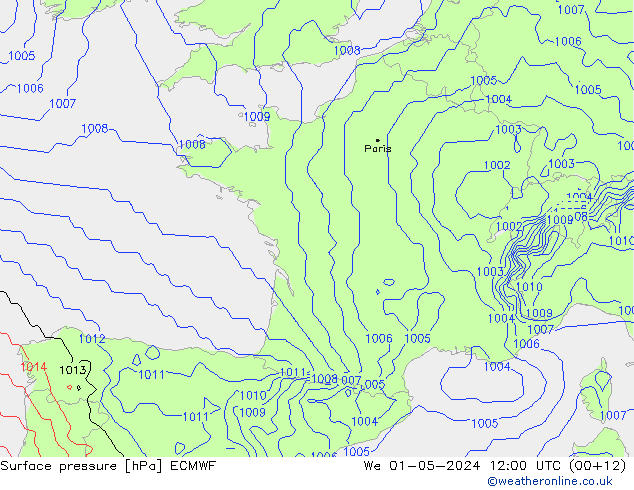 Yer basıncı ECMWF Çar 01.05.2024 12 UTC