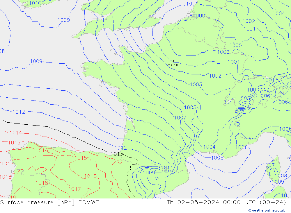 Bodendruck ECMWF Do 02.05.2024 00 UTC