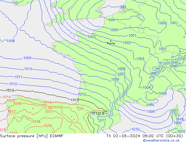 pression de l'air ECMWF jeu 02.05.2024 06 UTC