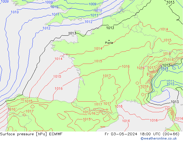 Luchtdruk (Grond) ECMWF vr 03.05.2024 18 UTC