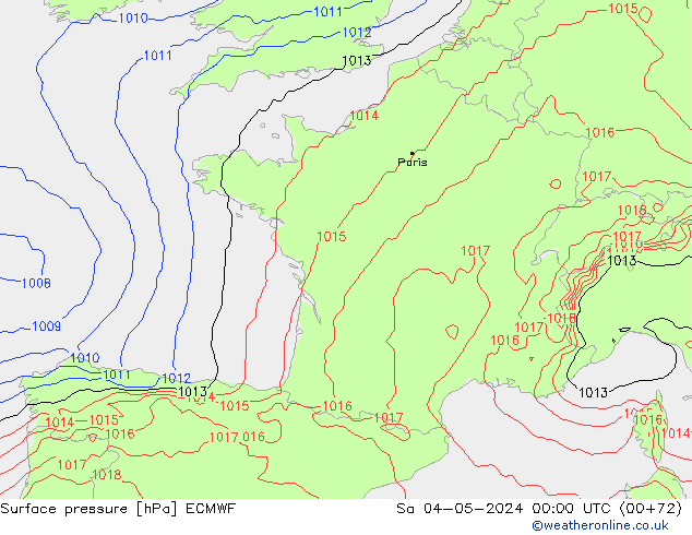 Atmosférický tlak ECMWF So 04.05.2024 00 UTC