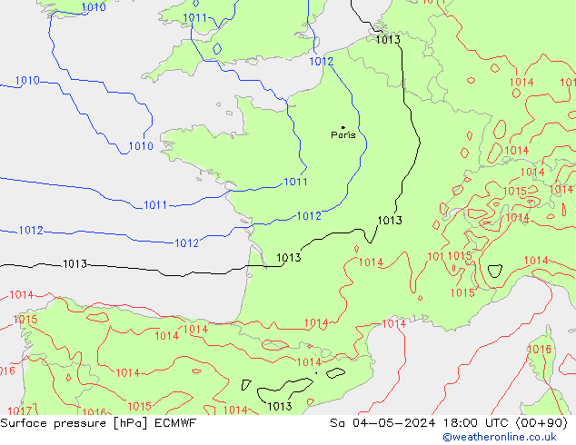 Surface pressure ECMWF Sa 04.05.2024 18 UTC