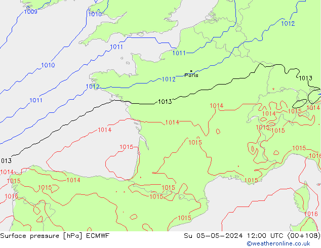 Pressione al suolo ECMWF dom 05.05.2024 12 UTC