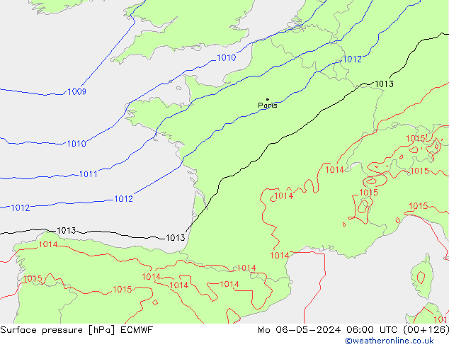 Pressione al suolo ECMWF lun 06.05.2024 06 UTC