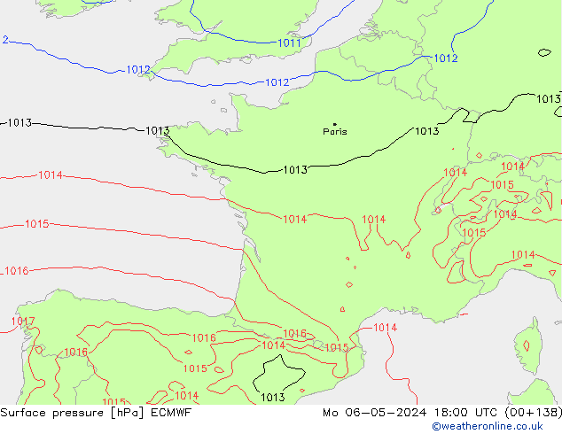 Pressione al suolo ECMWF lun 06.05.2024 18 UTC