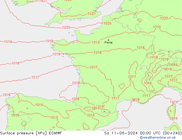 Surface pressure ECMWF Sa 11.05.2024 00 UTC