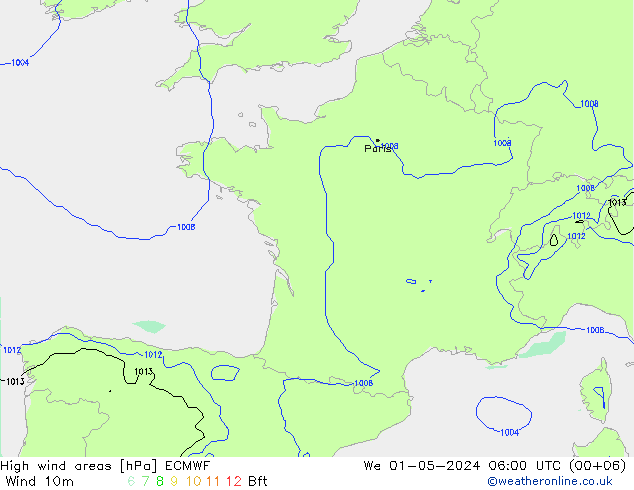 High wind areas ECMWF  01.05.2024 06 UTC