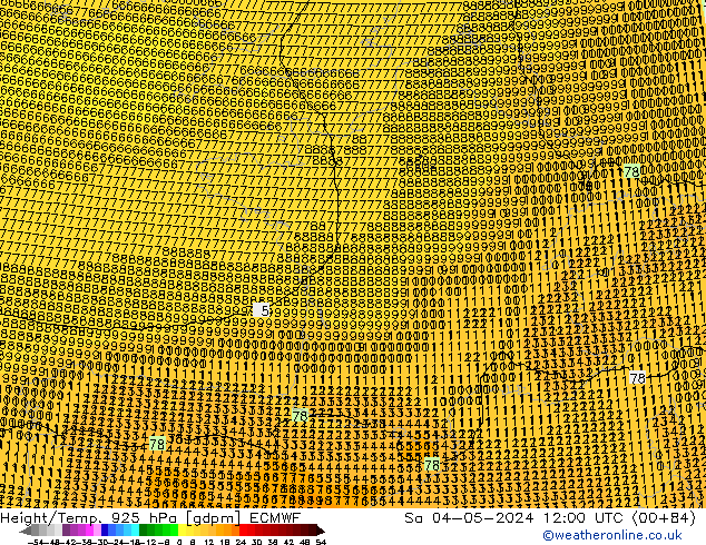 Yükseklik/Sıc. 925 hPa ECMWF Cts 04.05.2024 12 UTC