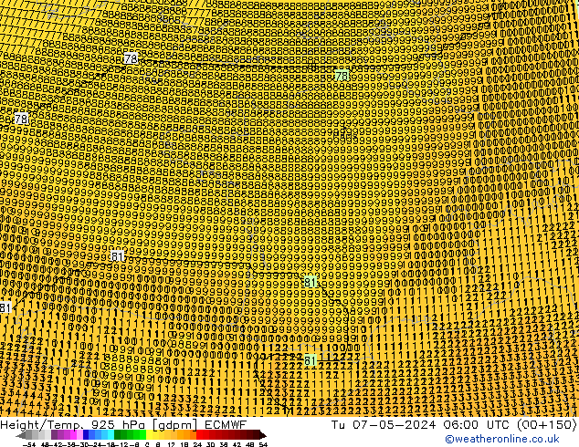 Height/Temp. 925 hPa ECMWF  07.05.2024 06 UTC