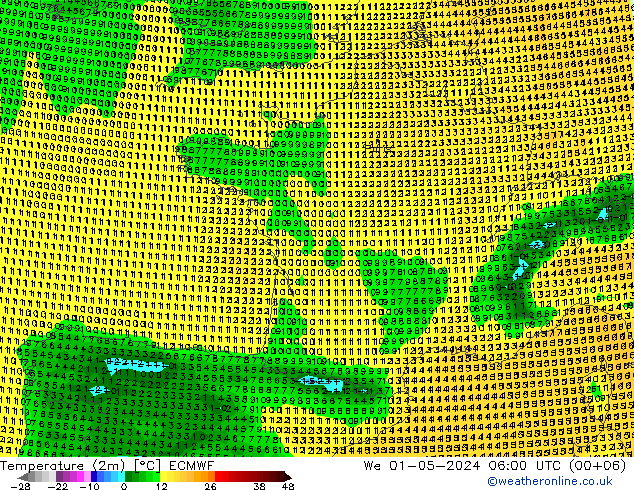 Temperature (2m) ECMWF We 01.05.2024 06 UTC