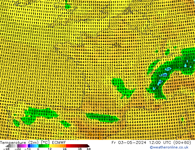 карта температуры ECMWF пт 03.05.2024 12 UTC