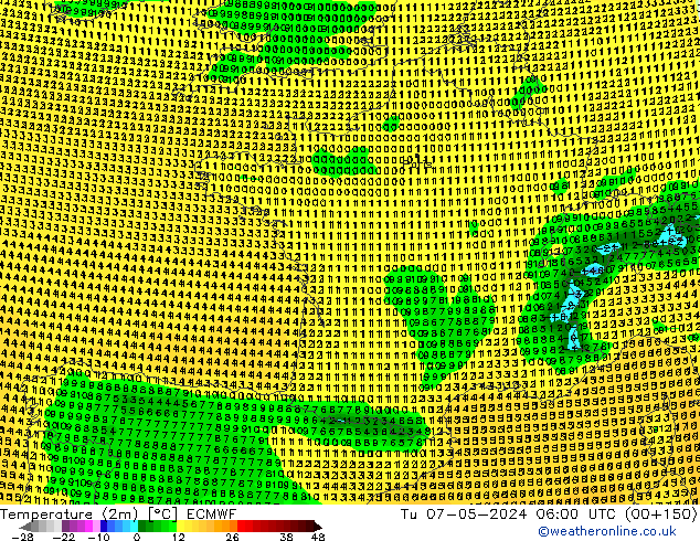 Sıcaklık Haritası (2m) ECMWF Sa 07.05.2024 06 UTC