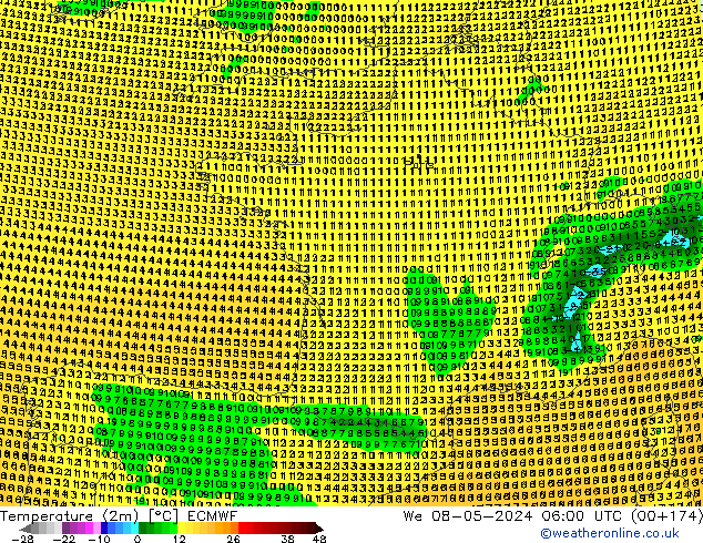 Sıcaklık Haritası (2m) ECMWF Çar 08.05.2024 06 UTC