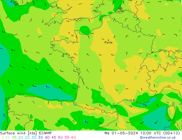 Bodenwind ECMWF Mi 01.05.2024 12 UTC