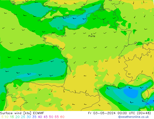 Bodenwind ECMWF Fr 03.05.2024 00 UTC