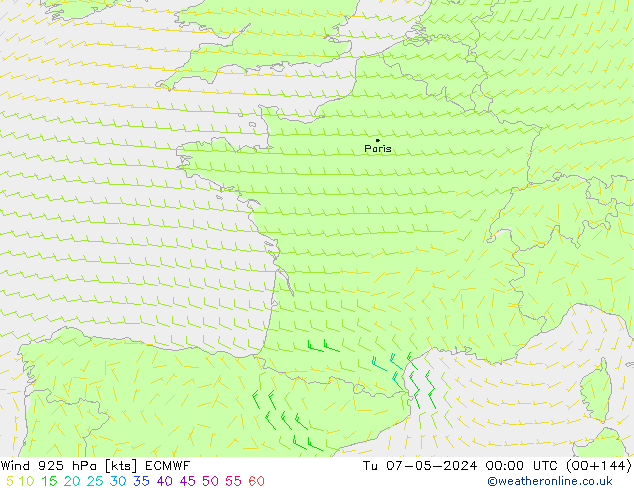 Vento 925 hPa ECMWF Ter 07.05.2024 00 UTC