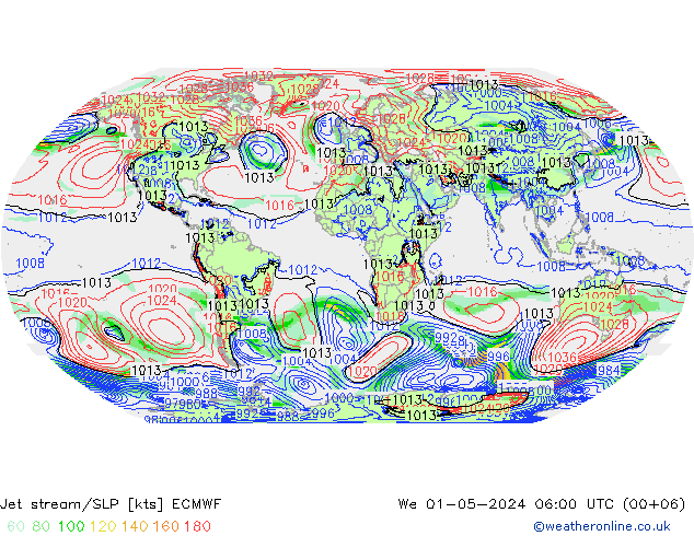 Polarjet/Bodendruck ECMWF Mi 01.05.2024 06 UTC