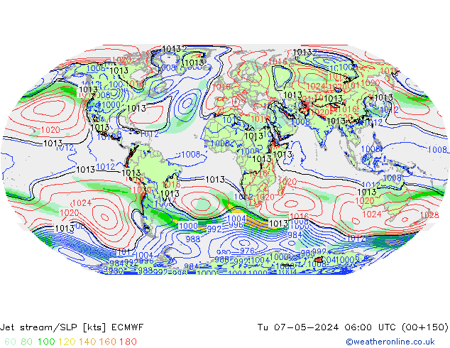 Polarjet/Bodendruck ECMWF Di 07.05.2024 06 UTC