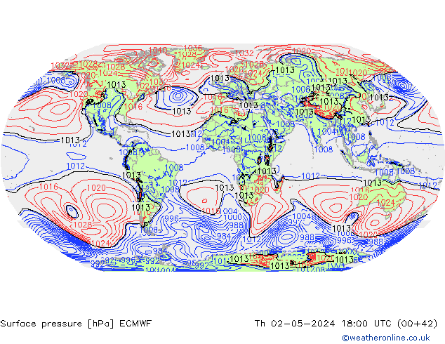 pressão do solo ECMWF Qui 02.05.2024 18 UTC