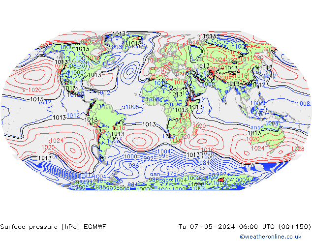 Yer basıncı ECMWF Sa 07.05.2024 06 UTC