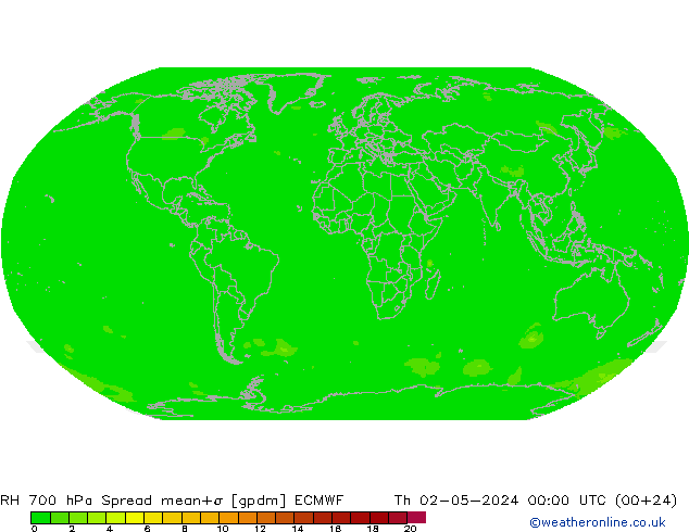 RH 700 hPa Spread ECMWF Do 02.05.2024 00 UTC