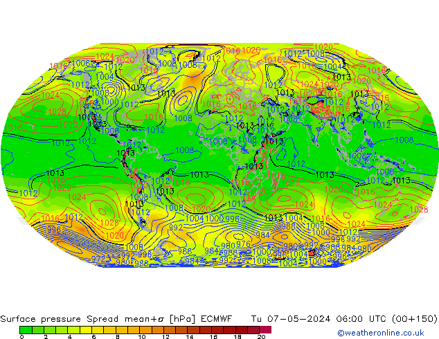 Bodendruck Spread ECMWF Di 07.05.2024 06 UTC