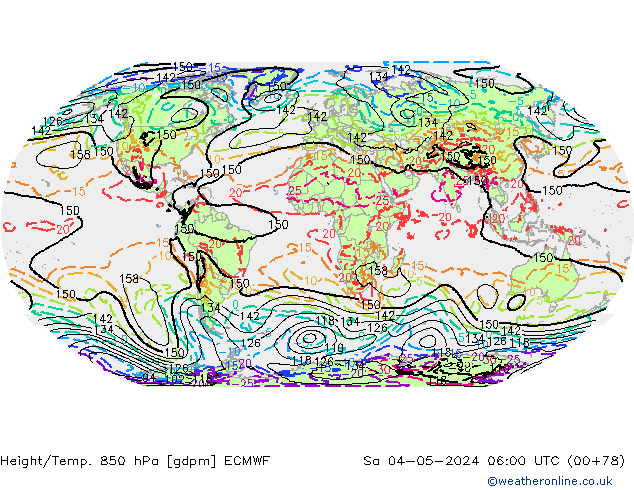 Height/Temp. 850 hPa ECMWF Sa 04.05.2024 06 UTC