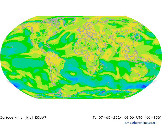 Bodenwind ECMWF Di 07.05.2024 06 UTC