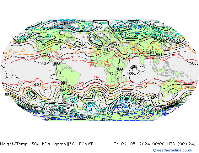 Height/Temp. 500 hPa ECMWF Th 02.05.2024 00 UTC