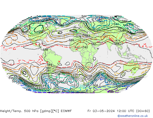 Height/Temp. 500 hPa ECMWF Sex 03.05.2024 12 UTC