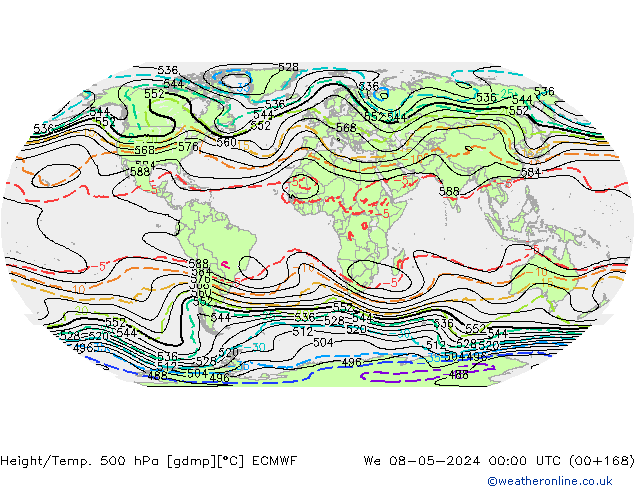 Height/Temp. 500 hPa ECMWF We 08.05.2024 00 UTC