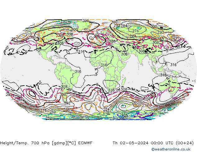 Height/Temp. 700 hPa ECMWF Do 02.05.2024 00 UTC