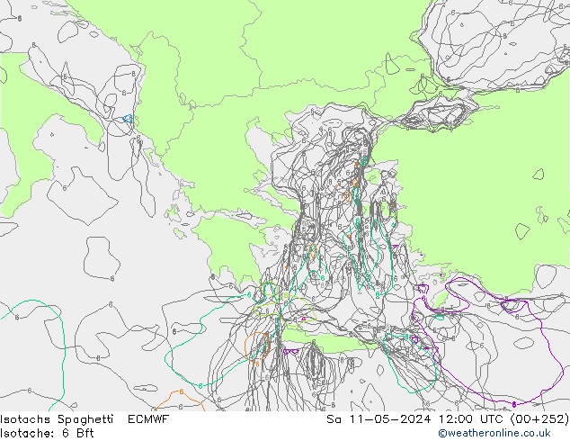 Isotachs Spaghetti ECMWF Sa 11.05.2024 12 UTC