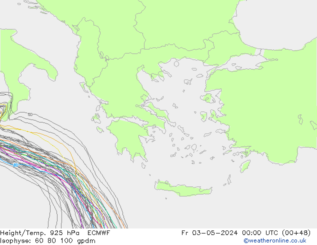 Height/Temp. 925 hPa ECMWF Fr 03.05.2024 00 UTC