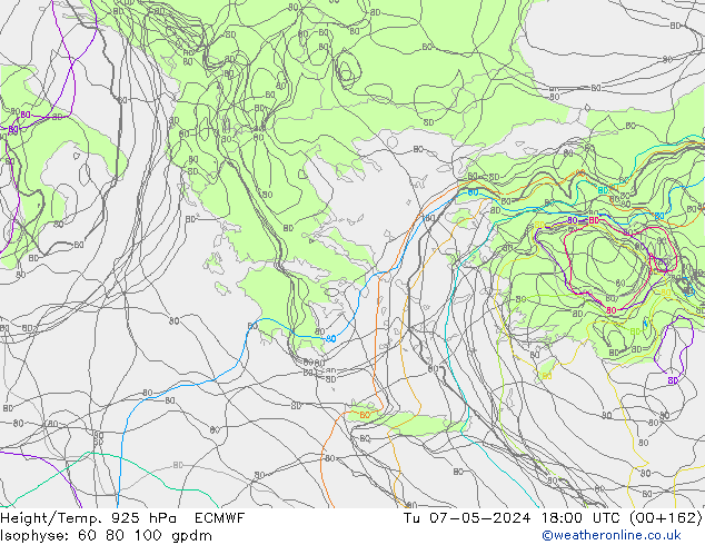 Height/Temp. 925 hPa ECMWF Tu 07.05.2024 18 UTC