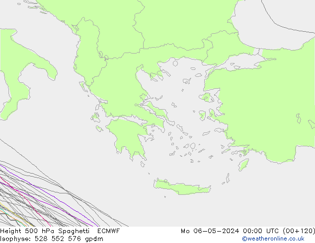 Height 500 hPa Spaghetti ECMWF Mo 06.05.2024 00 UTC