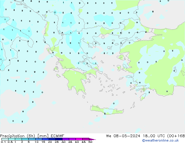 Yağış (6h) ECMWF Çar 08.05.2024 00 UTC