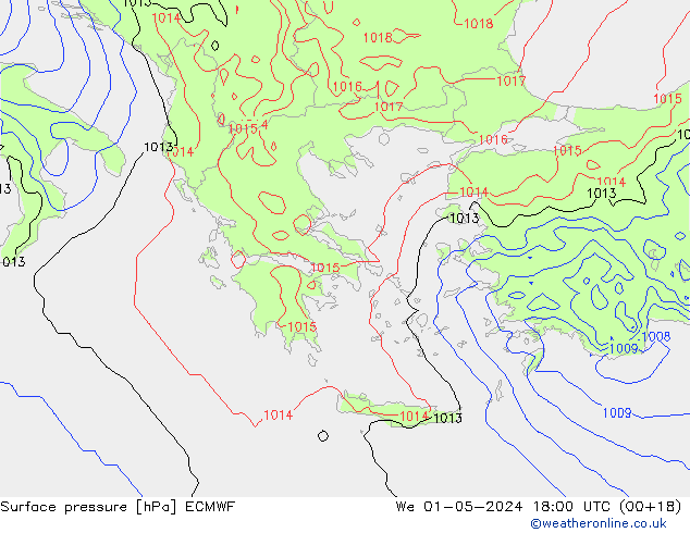 Bodendruck ECMWF Mi 01.05.2024 18 UTC