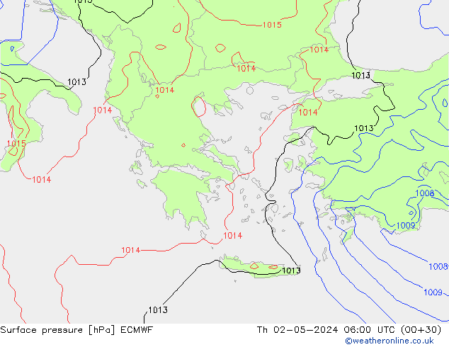 Atmosférický tlak ECMWF Čt 02.05.2024 06 UTC