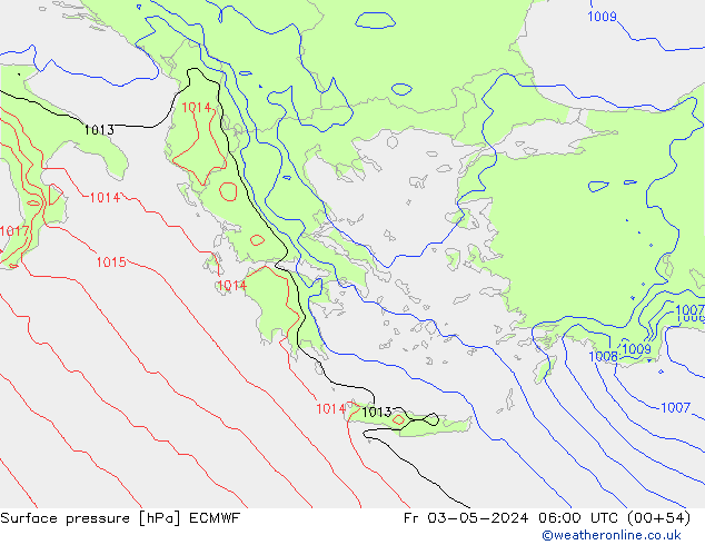 Surface pressure ECMWF Fr 03.05.2024 06 UTC