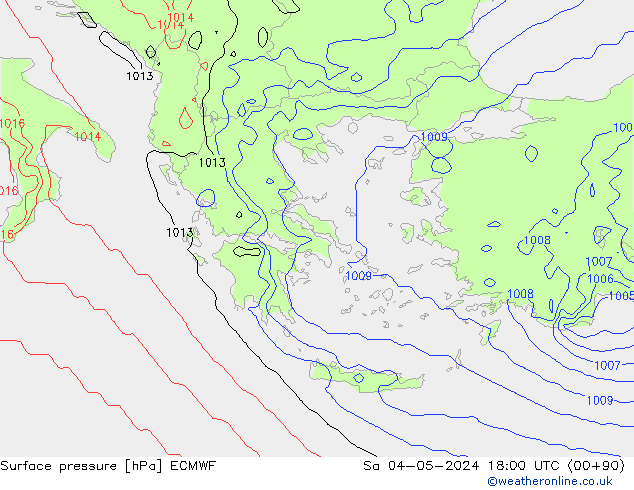 Surface pressure ECMWF Sa 04.05.2024 18 UTC