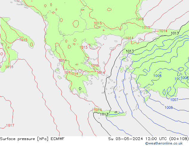 pressão do solo ECMWF Dom 05.05.2024 12 UTC