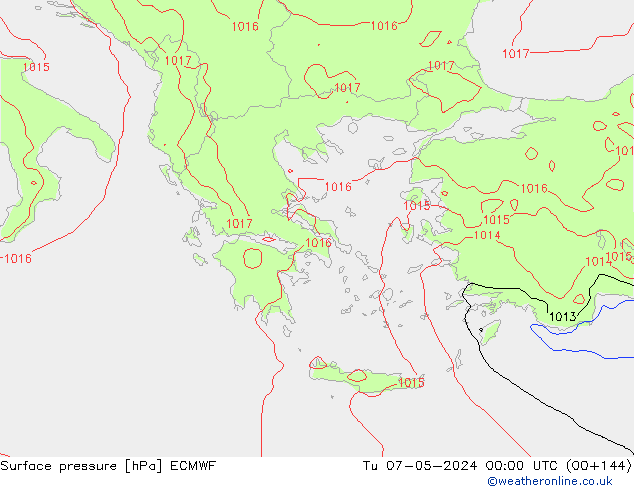 Atmosférický tlak ECMWF Út 07.05.2024 00 UTC