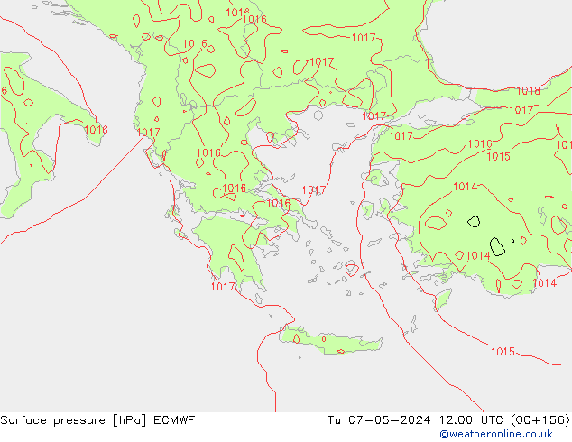 Surface pressure ECMWF Tu 07.05.2024 12 UTC