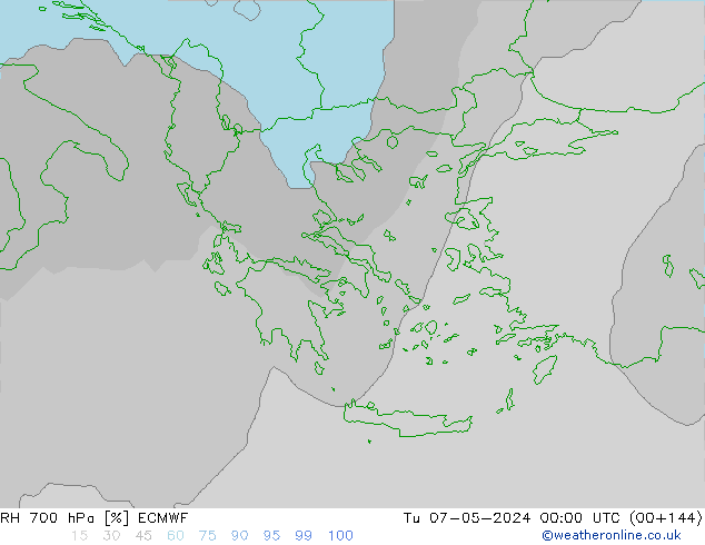 Humidité rel. 700 hPa ECMWF mar 07.05.2024 00 UTC