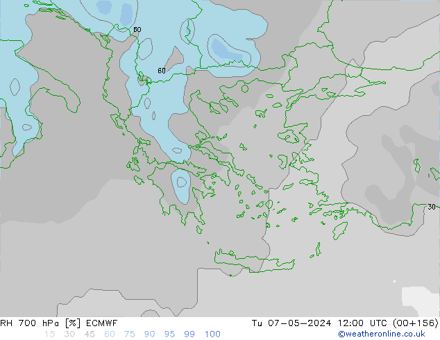 Humedad rel. 700hPa ECMWF mar 07.05.2024 12 UTC