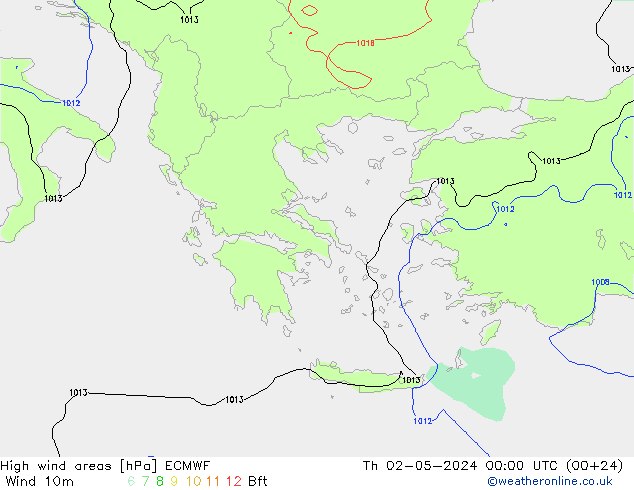 High wind areas ECMWF Th 02.05.2024 00 UTC
