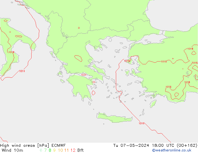 High wind areas ECMWF Tu 07.05.2024 18 UTC